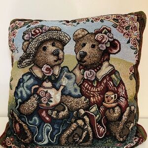 Vintage Boyd’s Bear Tea Time Tapestry Pillow